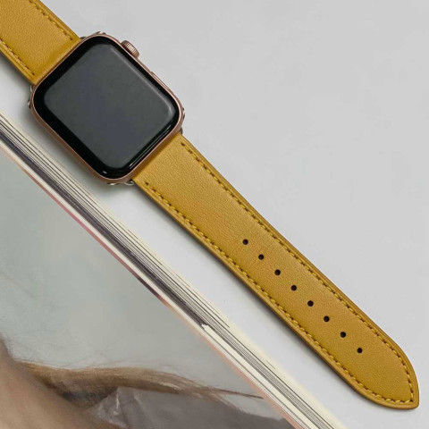 Кожаный ремешок Hermes New Leather на Apple Watch 38/40/41mm Ochre